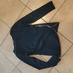 Womans Vila Milano Wool Blend Black Bling Zipper Sweater Sz Large